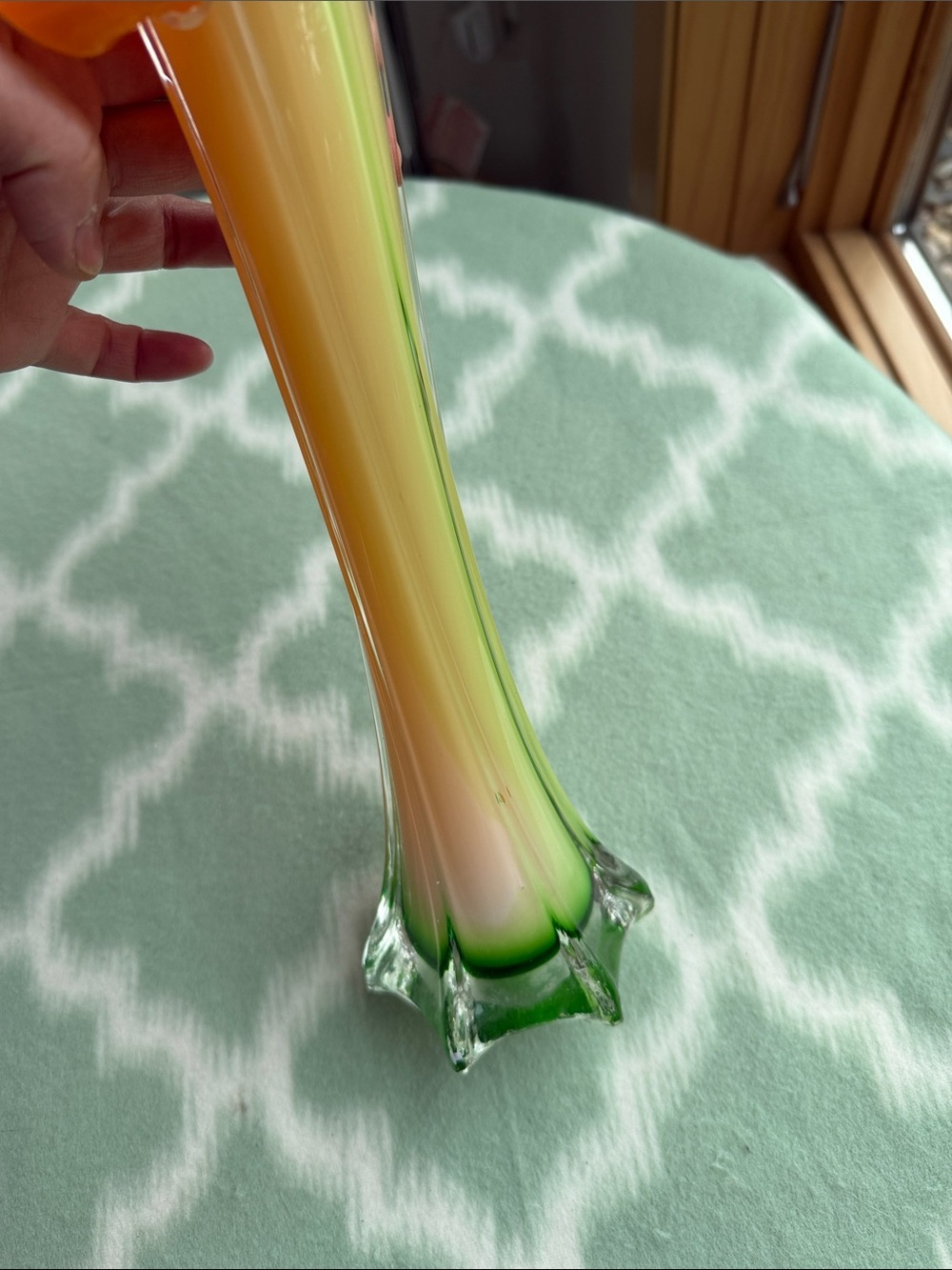 Vintage Italian Murano Jack in the Pulpit Art Glass Vase MCM Orange White Green - Picture 4 of 13